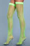 1931 Nylon Fishnet Thigh Highs Neon Green