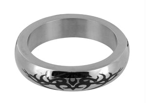 Stainless Steel Cock Ring with Tribal Design