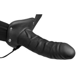 Hollow Silicone Strap On Dildo with Elastic Straps - Black