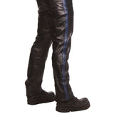 Police Leather Pants with Blue Stripe